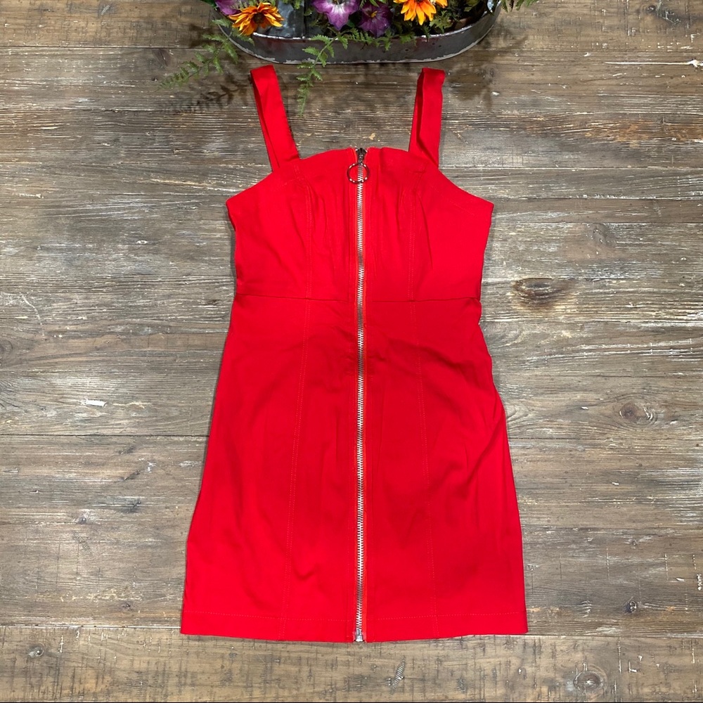 Forever 21 Red Mini Dress with Front Zip